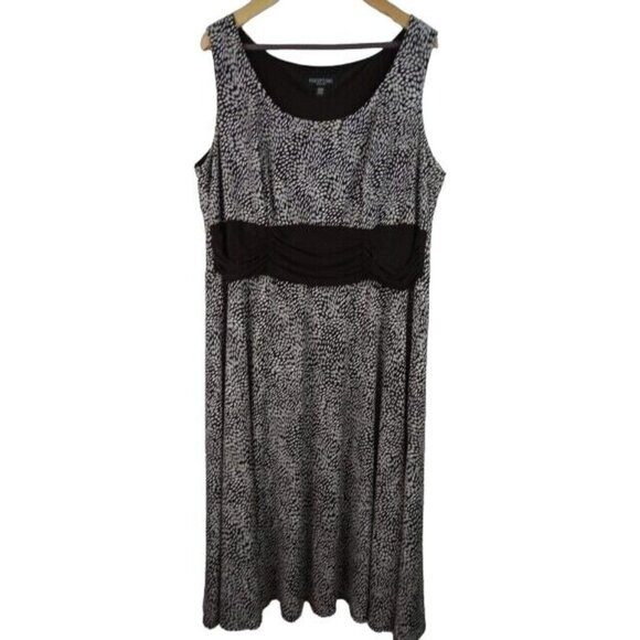Perceptions Women's Dress Plus Size 20W Brown & White Sleeveless Midi Dress - Picture 8 of 8